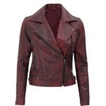 Womens  Motorcycle Red Jacket ZILG-144